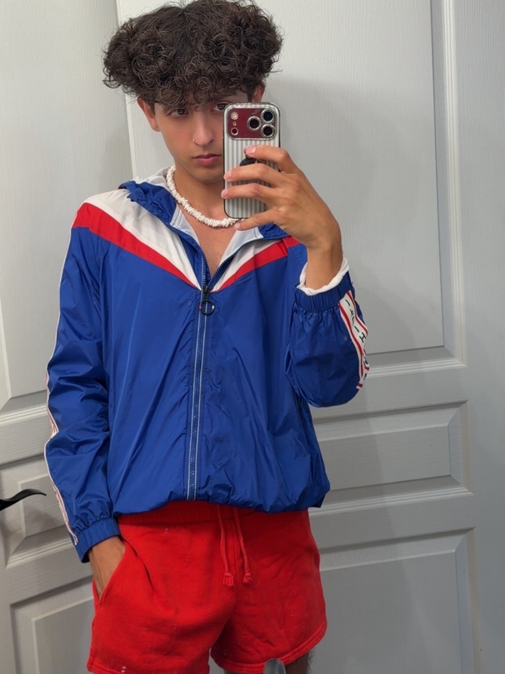 Tommy Hilfiger Blue, White & Red Men's Zip Windbreaker